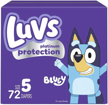 Luvs Size 5 Baby Diapers, Platinum Protection Bluey Diapers for Day & Night,Size 5 (27+ lb), 72 Count