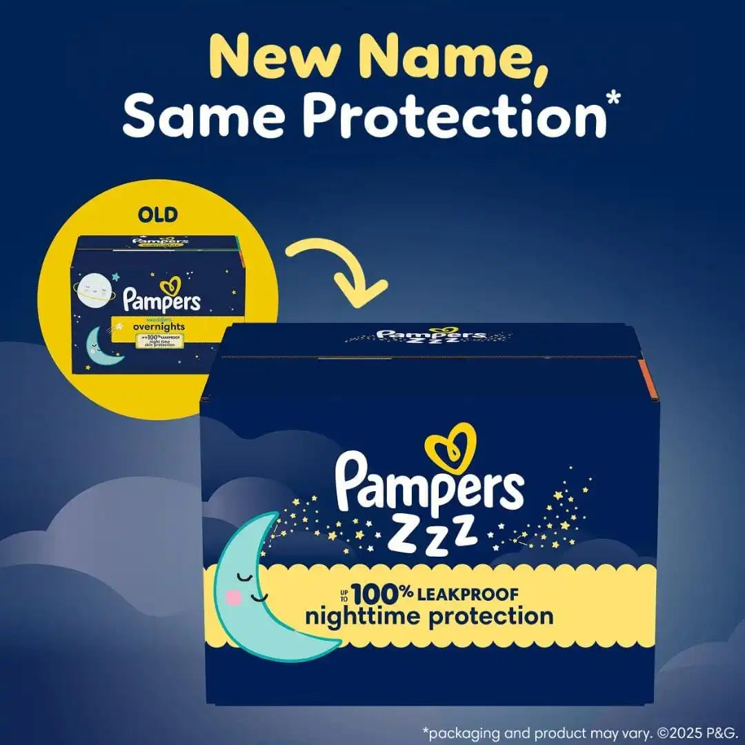 Pampers ZZZ Overnight Diapers, Size 3 (16-28 lbs), 66 Count, Nighttime Protection Disposable Baby Diaper, Night Time Leak and Skin Protection