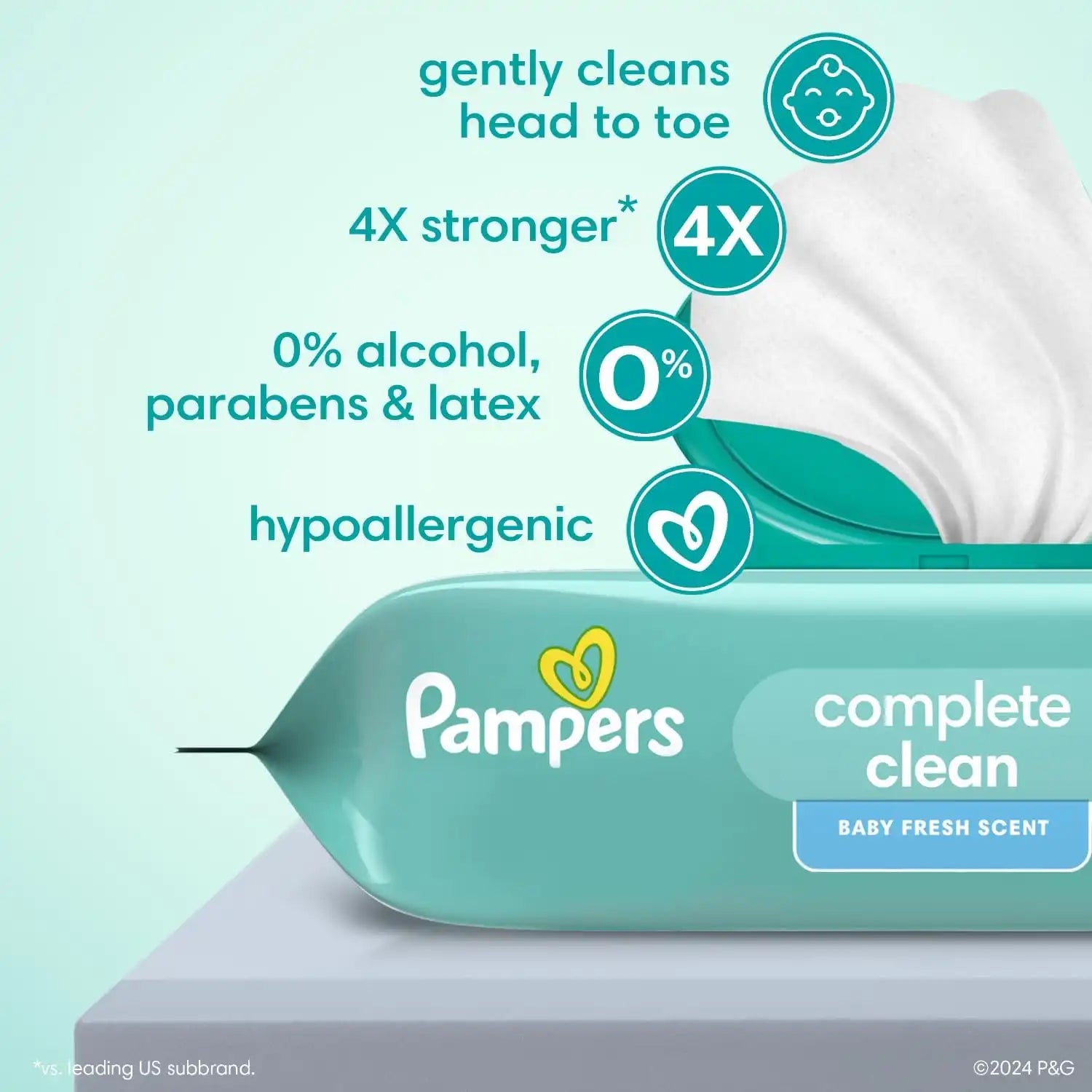 Pampers Baby Wipes, Complete Clean Baby Fresh Scented Wipe, Gently Cleans Head to Toe, 1152 Total (16 Flip-Top Packs)
