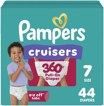 Pampers Diapers - Cruisers 360 - Size 7, 44 Count, Babyproof up to 100% Leakproof Pull-On Diaper