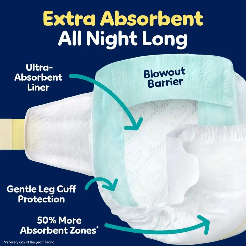 Pampers ZZZ Overnight Diapers, Size 3 (16-28 lbs), 116 Count, Nighttime Protection Disposable Baby Diaper, Night Time Leak and Skin Protection