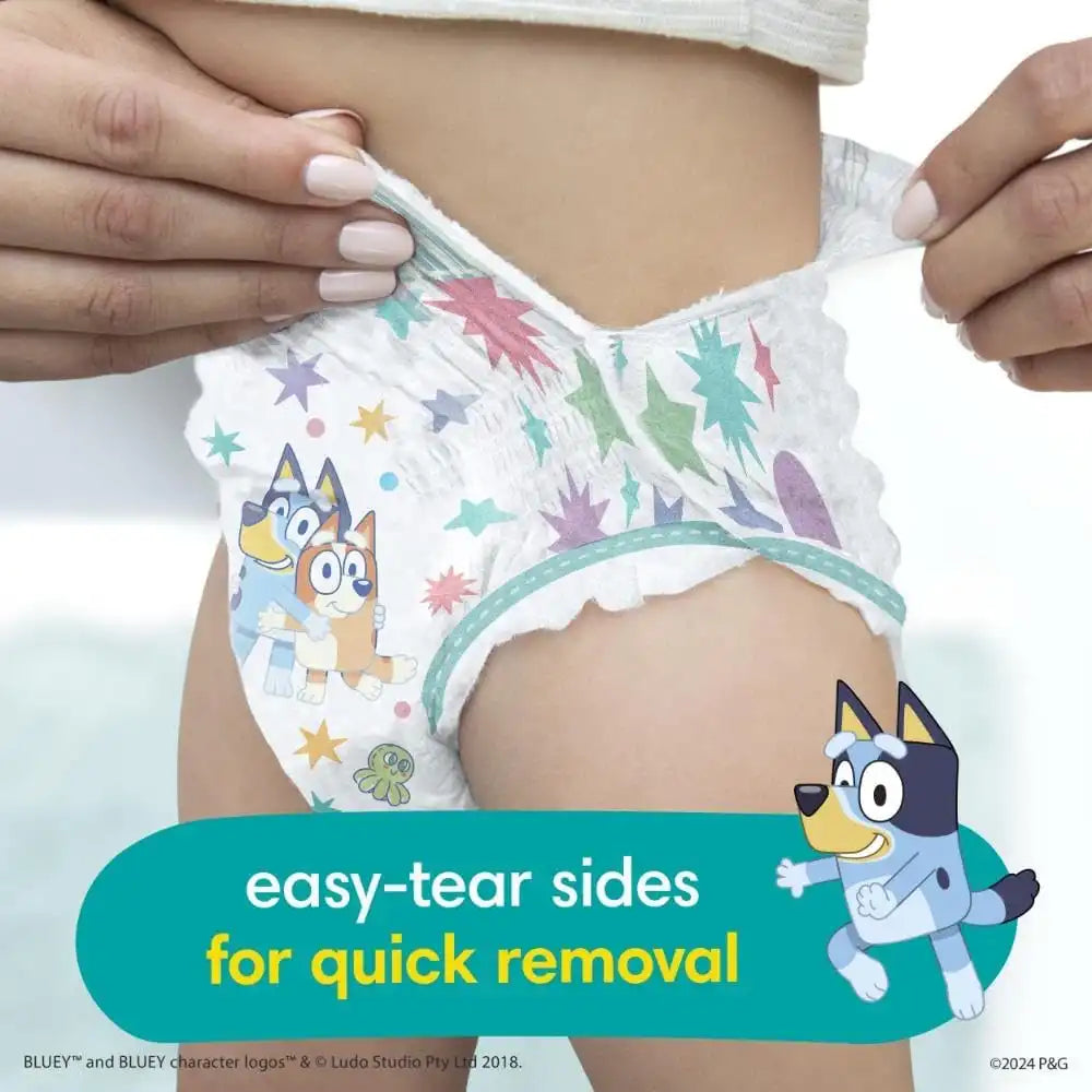 Pampers Easy Ups Pull On Bluey Training Pants Boys and Girls, 4T-5T, One Month Supply (104 Count) with Sensitive Water Based Baby Wipes 4X Pop-Top Packs (336 Count)