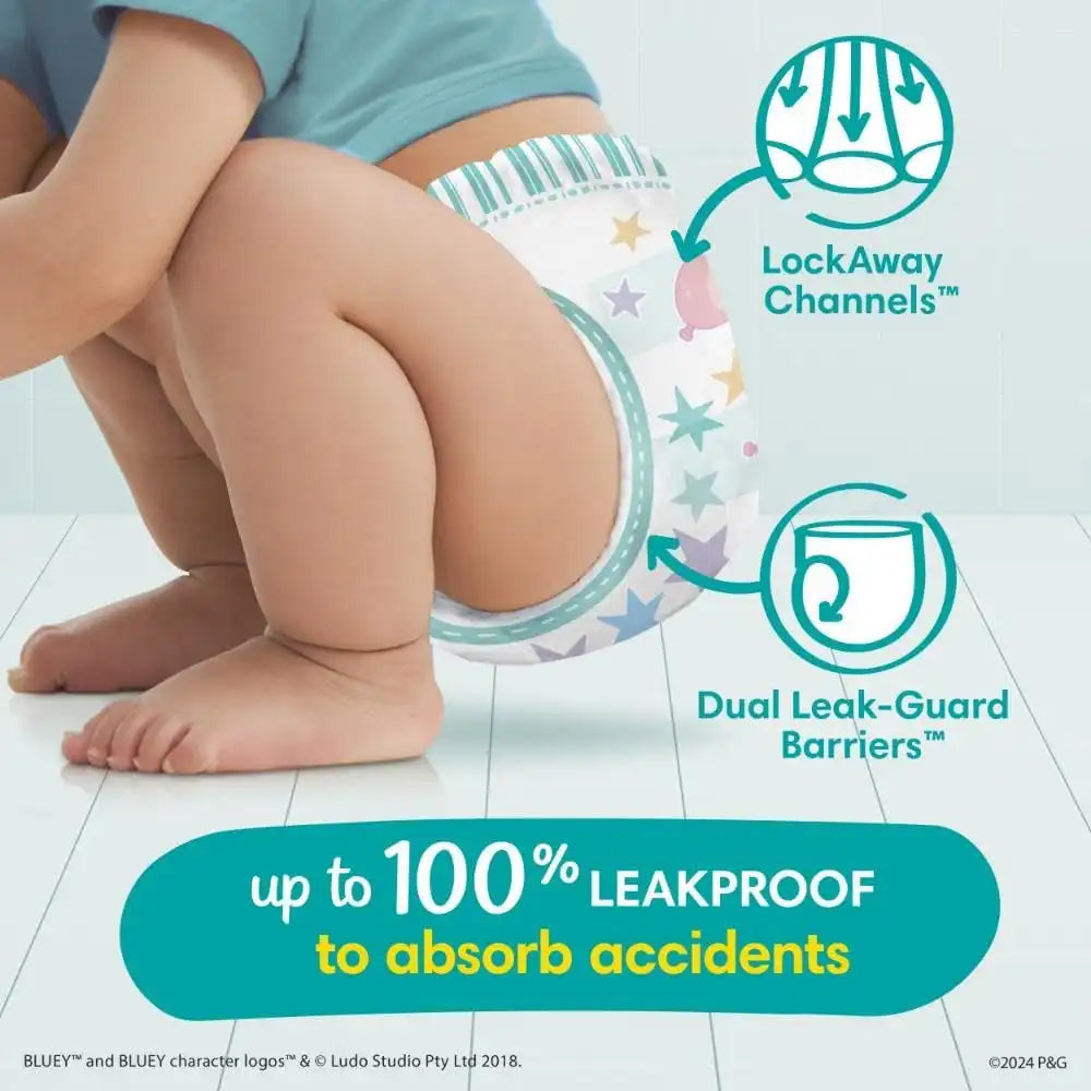 Pampers Easy Ups Pull On Bluey Training Pants Boys and Girls, 4T-5T, One Month Supply (104 Count) with Sensitive Water Based Baby Wipes 4X Pop-Top Packs (336 Count)