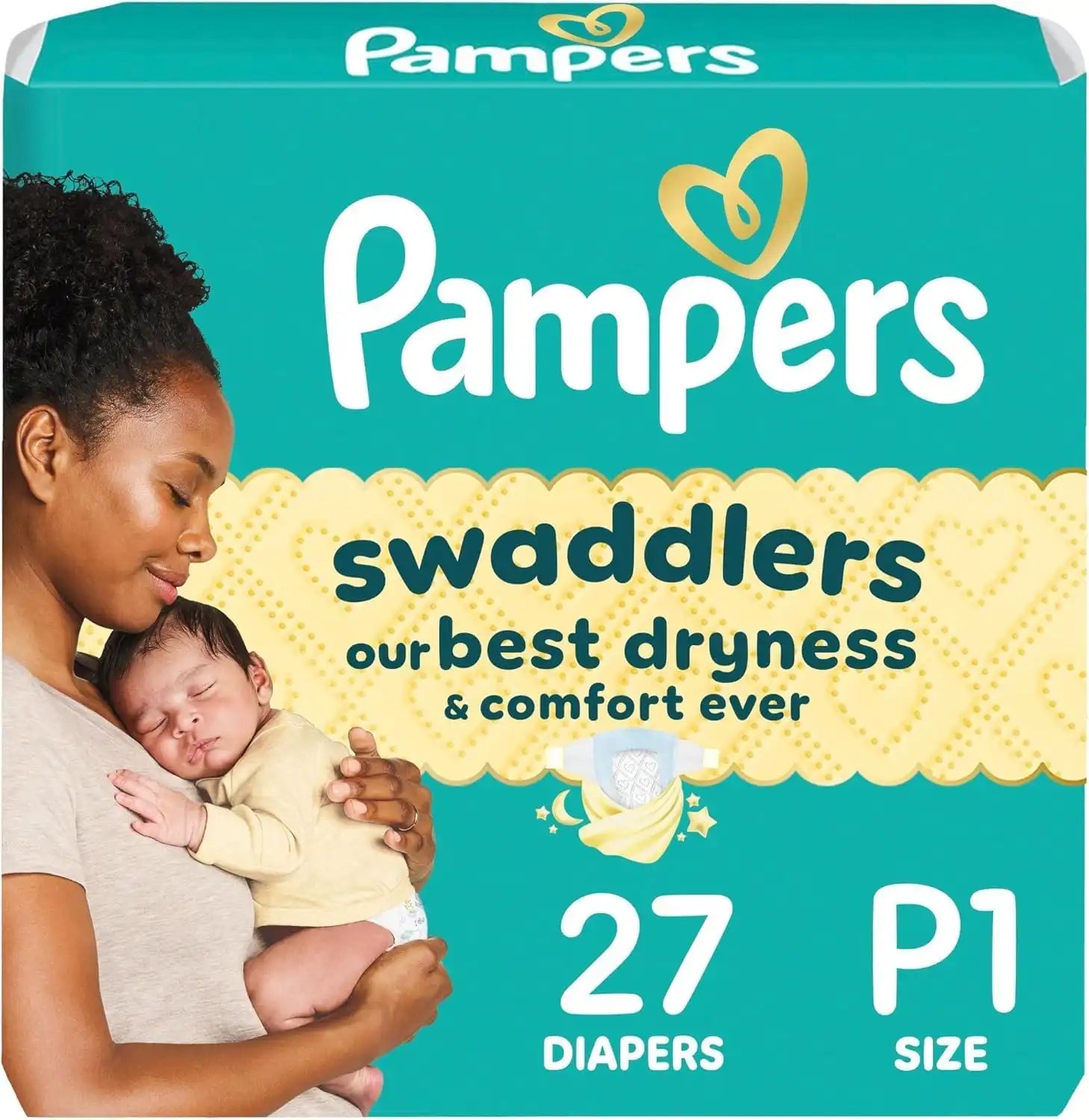 Pampers Swaddlers Newborn Diapers, Size Preemie (6 lbs), 27 Count, Fragrance Free, Hypoallergenic, Absorbent, Pediatrician Recommended, Skin Safe
