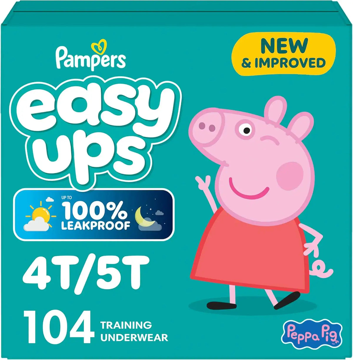 Pampers Easy Ups Training Underwear Peppa Pig Size 6 4T-5T, 104 Count