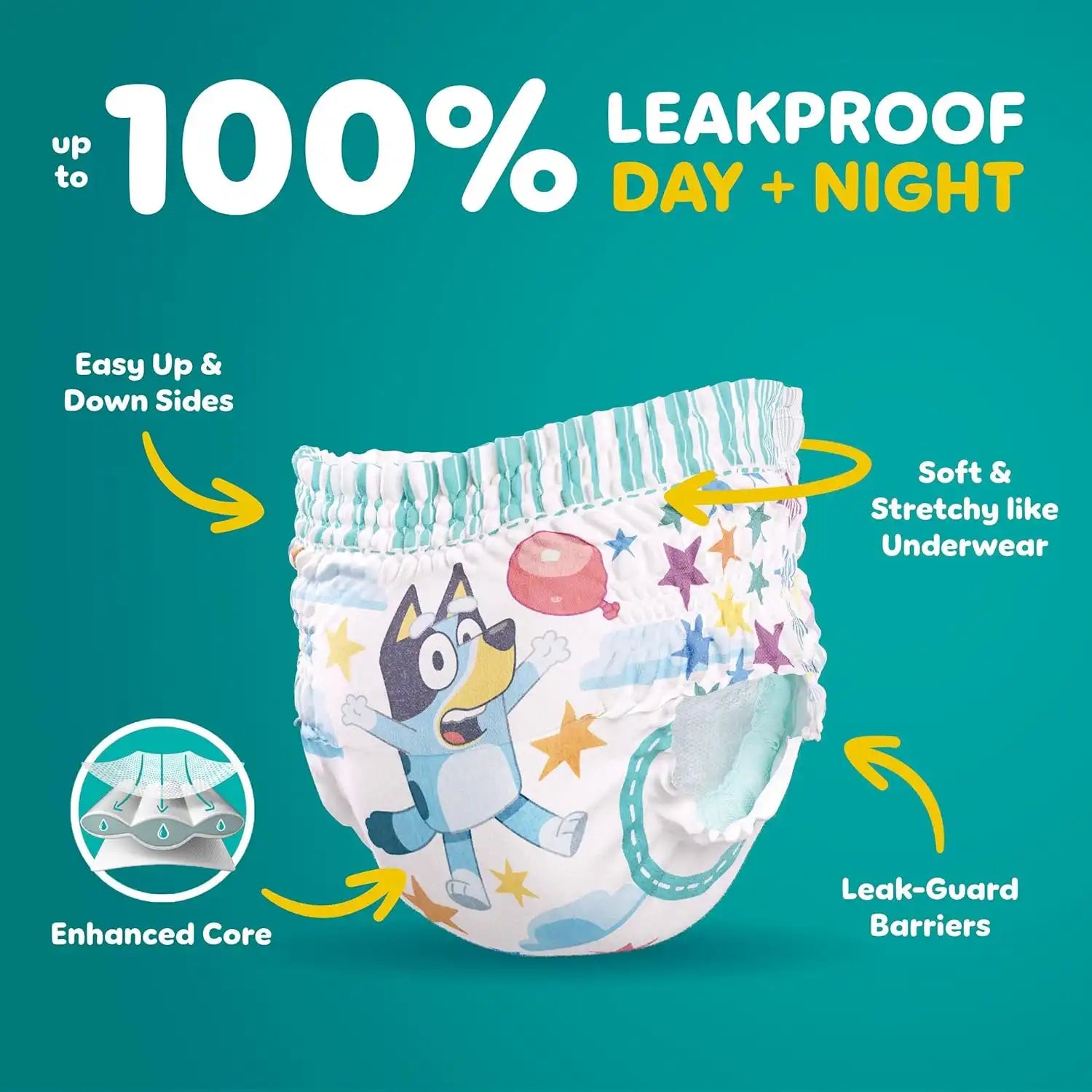 Pampers Training Pants - Easy Ups Boys & Girls Bluey - Size 4T-5T, 104 Count, Children's Potty Underwear (Packaging May Vary)