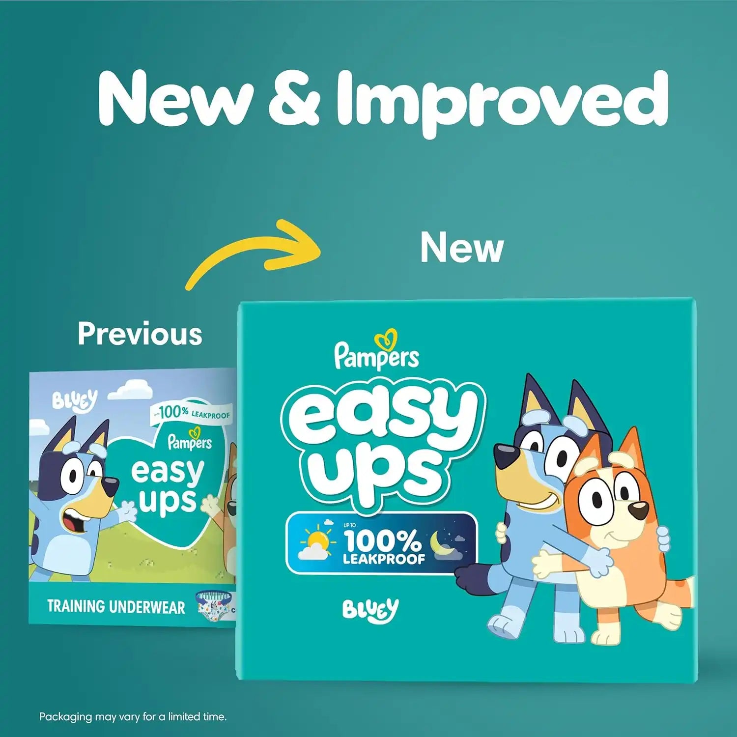 Easy Ups Girls & Boys Potty Training Pants, Size 4 (2T3T), 25 Count, Bluey Absorbent Training Underwear, Up to 100% Leakproof Day and Night, Hypoallergenic