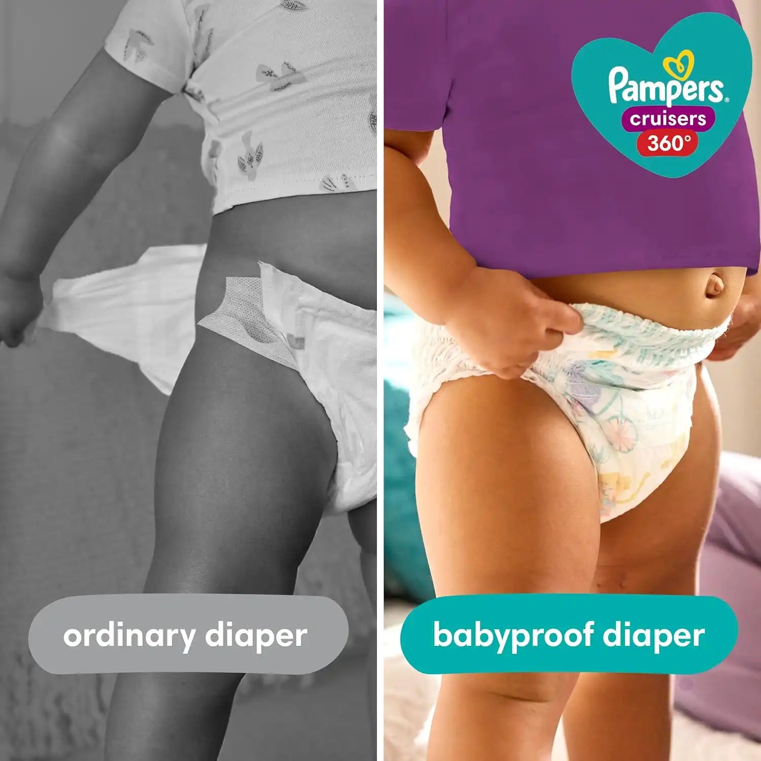 Pampers Pull On Cruisers 360° Fit Disposable Baby Diapers Size 6, 2 Months Supply (2 x 104 Count) with Sensitive Water Based Baby Wipes 12X Multi Pack Pop-Top and Refill (1008 Count)