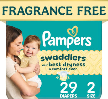 Pampers Swaddlers Diapers, Size 2 (10-22 lbs), 29 Count, Fragrance Free, Hypoallergenic, Absorbent, Pediatrician Recommended, Skin Safe