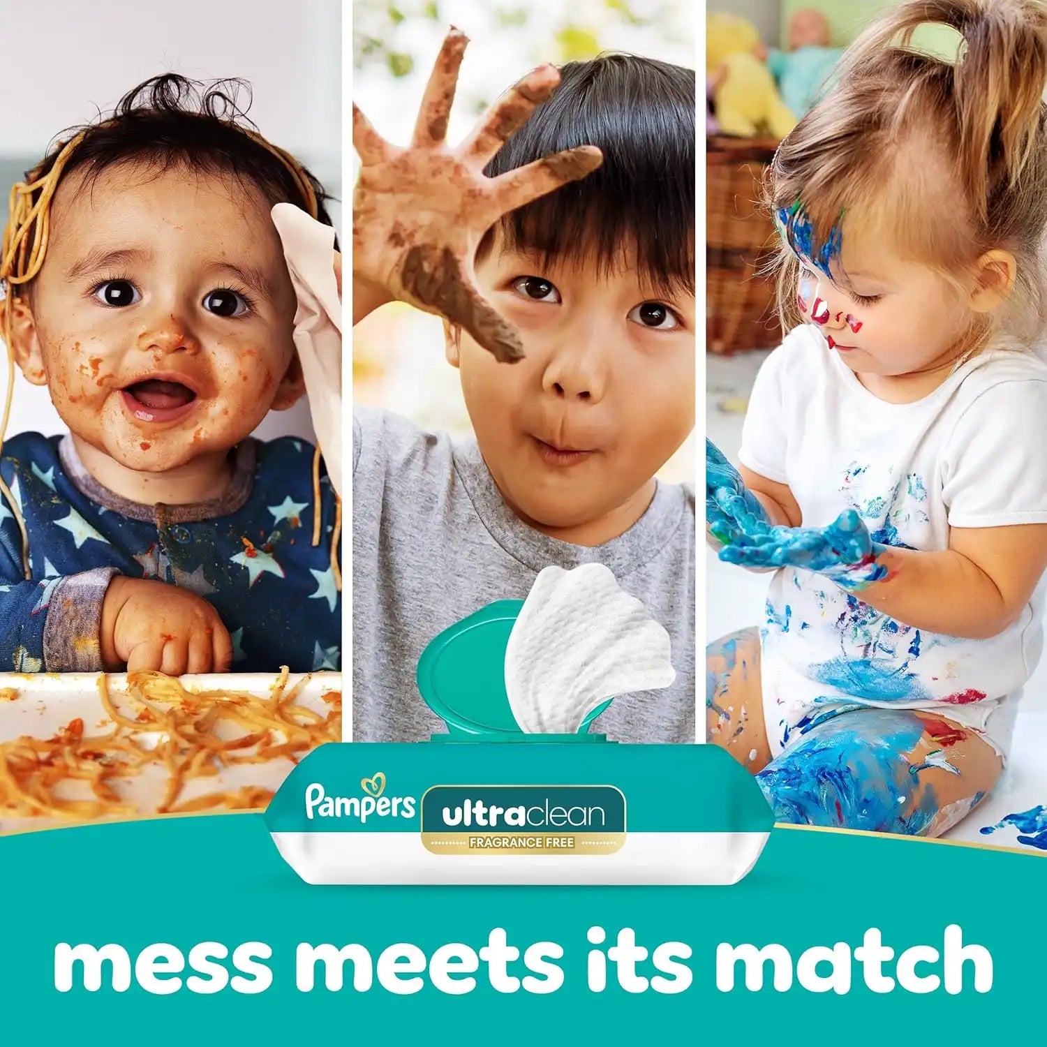 Pampers Ultraclean Baby Wipes (Previously 'Free & Gentle'), 99% Water, Hypoallergenic, Unscented, 100% Plant Based, Plastic-Free, 624 Wipes Total (8X Flip-Top Packs)